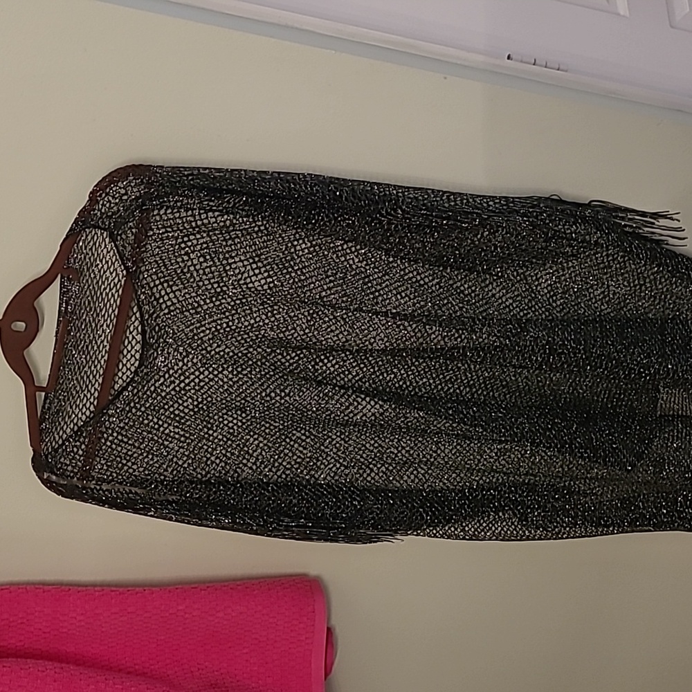 Cruise Club open weave lurex poncho #5000